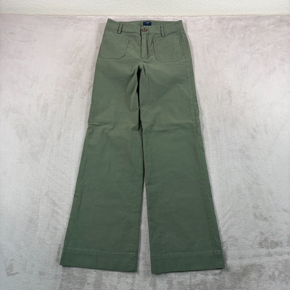 J. Crew Lizzie High-Rise Patch-Pocket Wide-Leg Pants in Green Women 25 NWOT $118